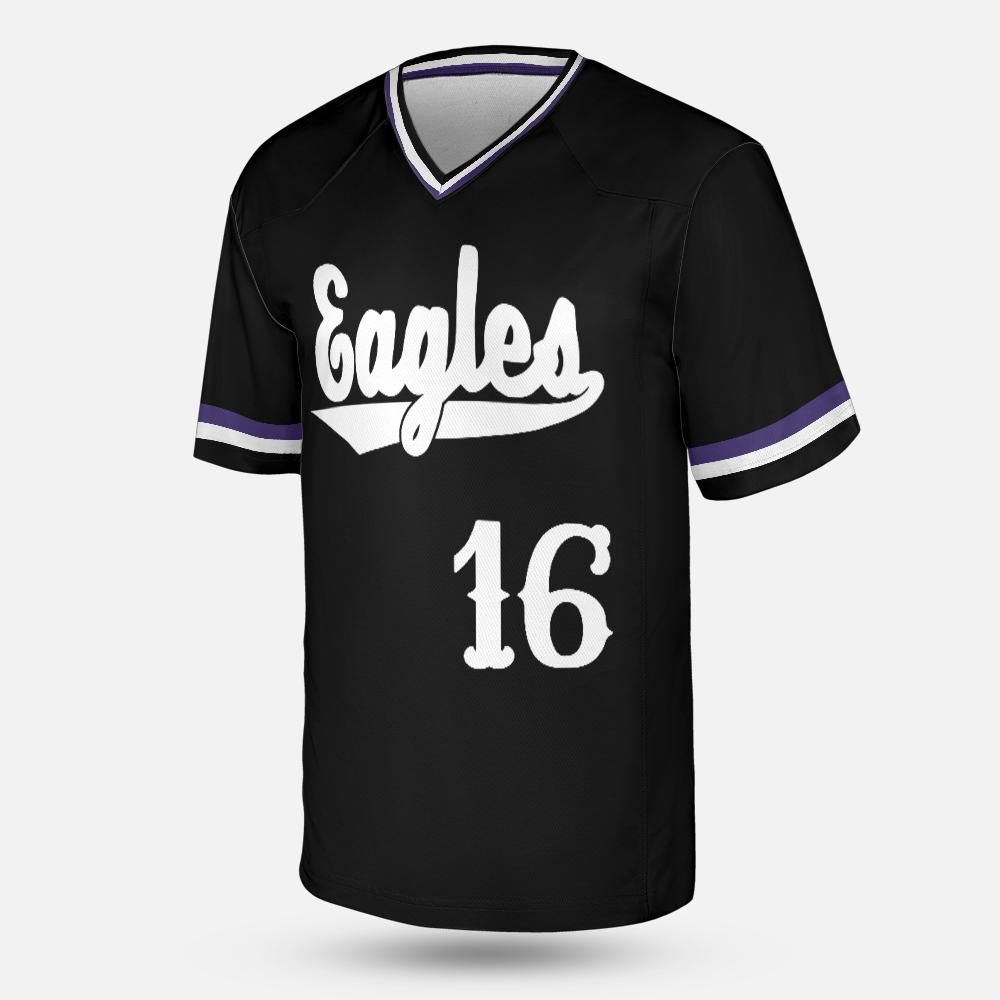 Custom Rosepine Baseball Black V-Neck Fan Jersey