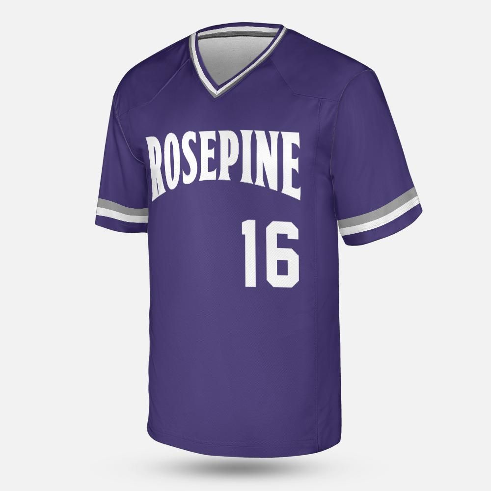 Custom Rosepine Baseball Purple V-Neck Fan Jersey