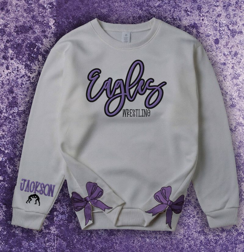 Rosepine Eagles Sports Fan Side Bow Embroidered Shirt