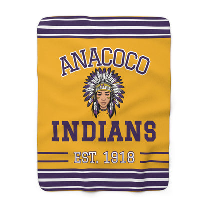 Retro Sock Stripe Sherpa Fleece Throw - Anacoco Indians Edition