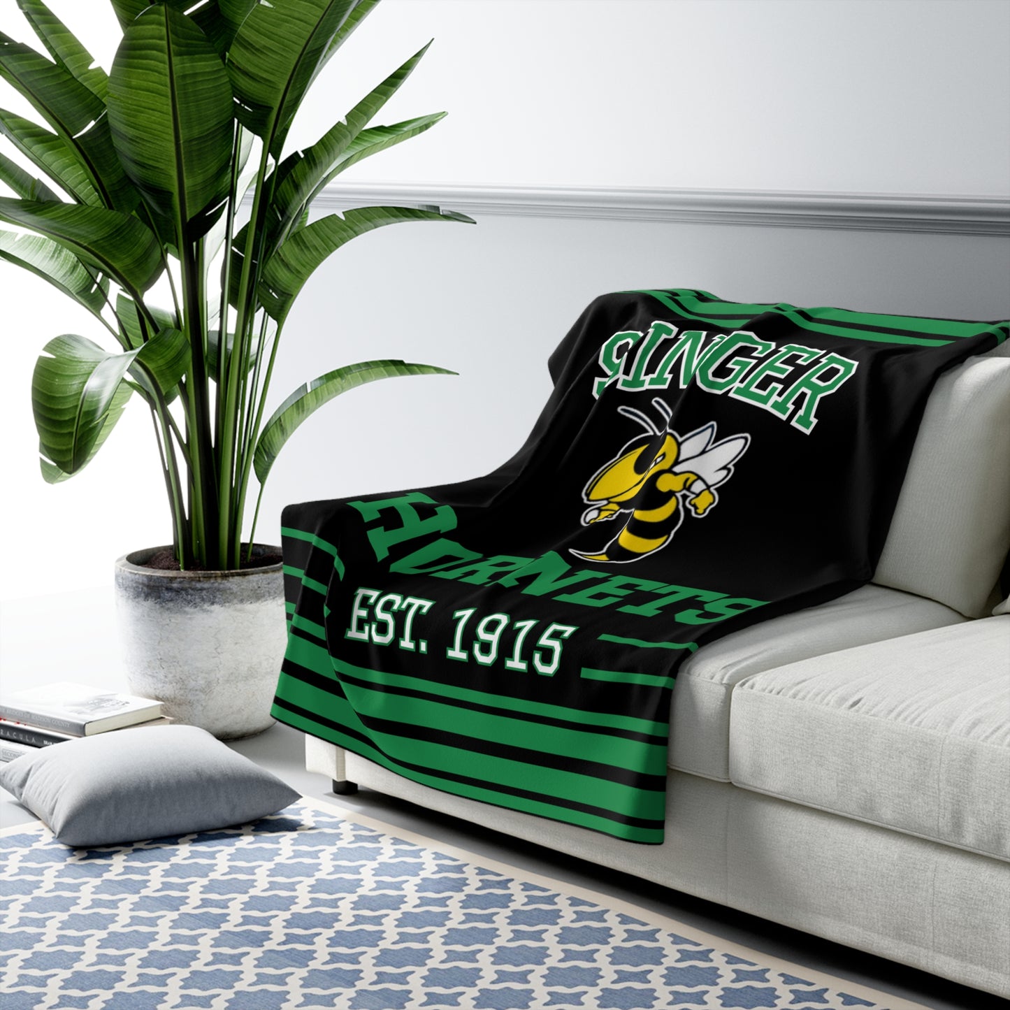 Retro Buzz Sherpa Fleece Throw - Singer Hornets Edition