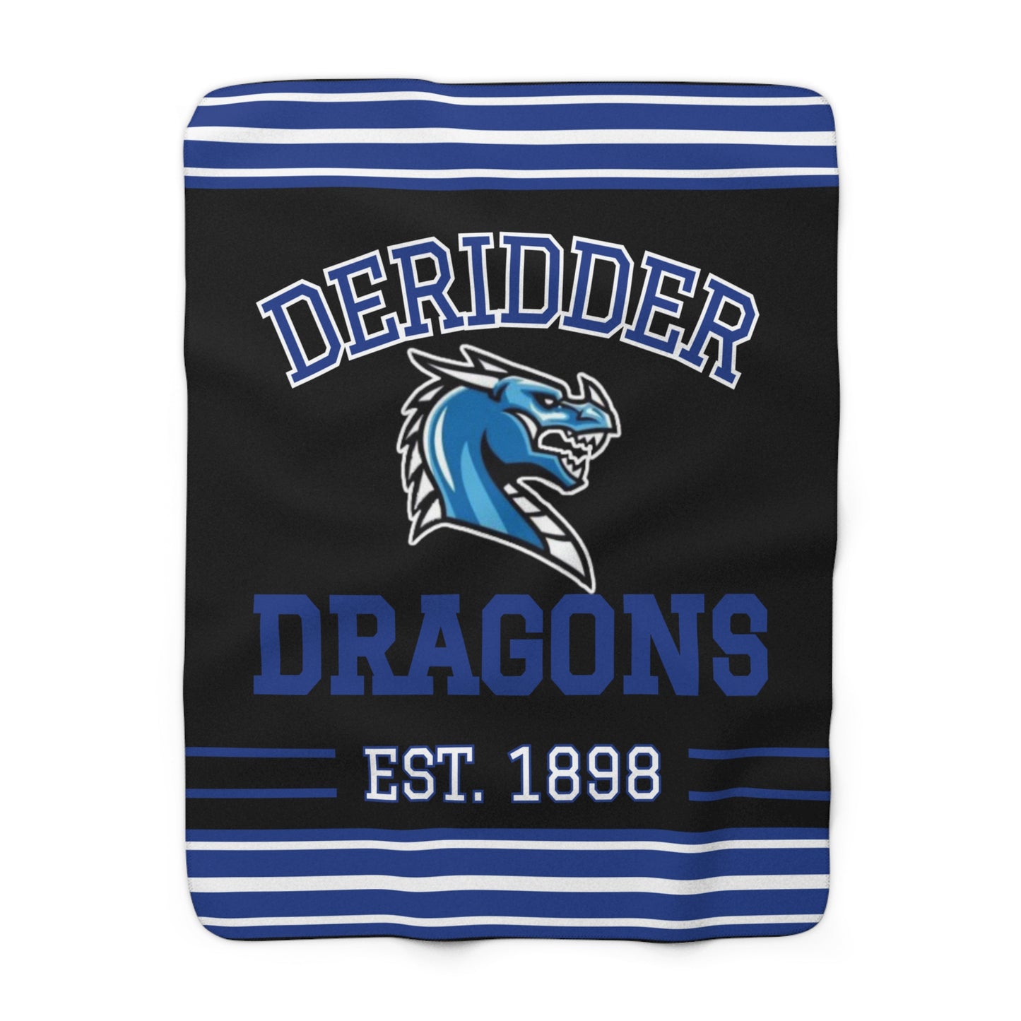 Retro Tube Stripe Sherpa Fleece Throw - DeRidder Dragons Edition