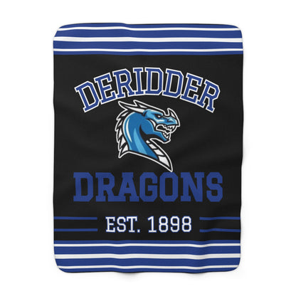 Retro Tube Stripe Sherpa Fleece Throw - DeRidder Dragons Edition