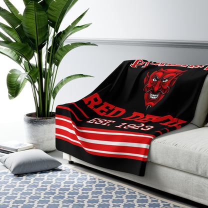 Old School Spirit Sherpa Fleece Throw - Pickering Red Devils Edition