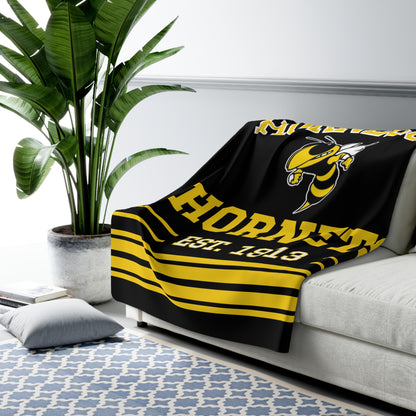 Retro Buzz Stripe Sherpa Fleece Throw - Hornbeck Hornets Edition