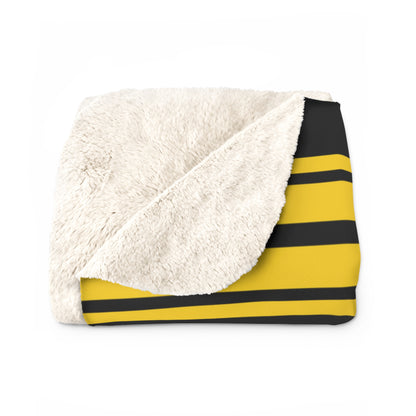 Retro Buzz Stripe Sherpa Fleece Throw - Hornbeck Hornets Edition