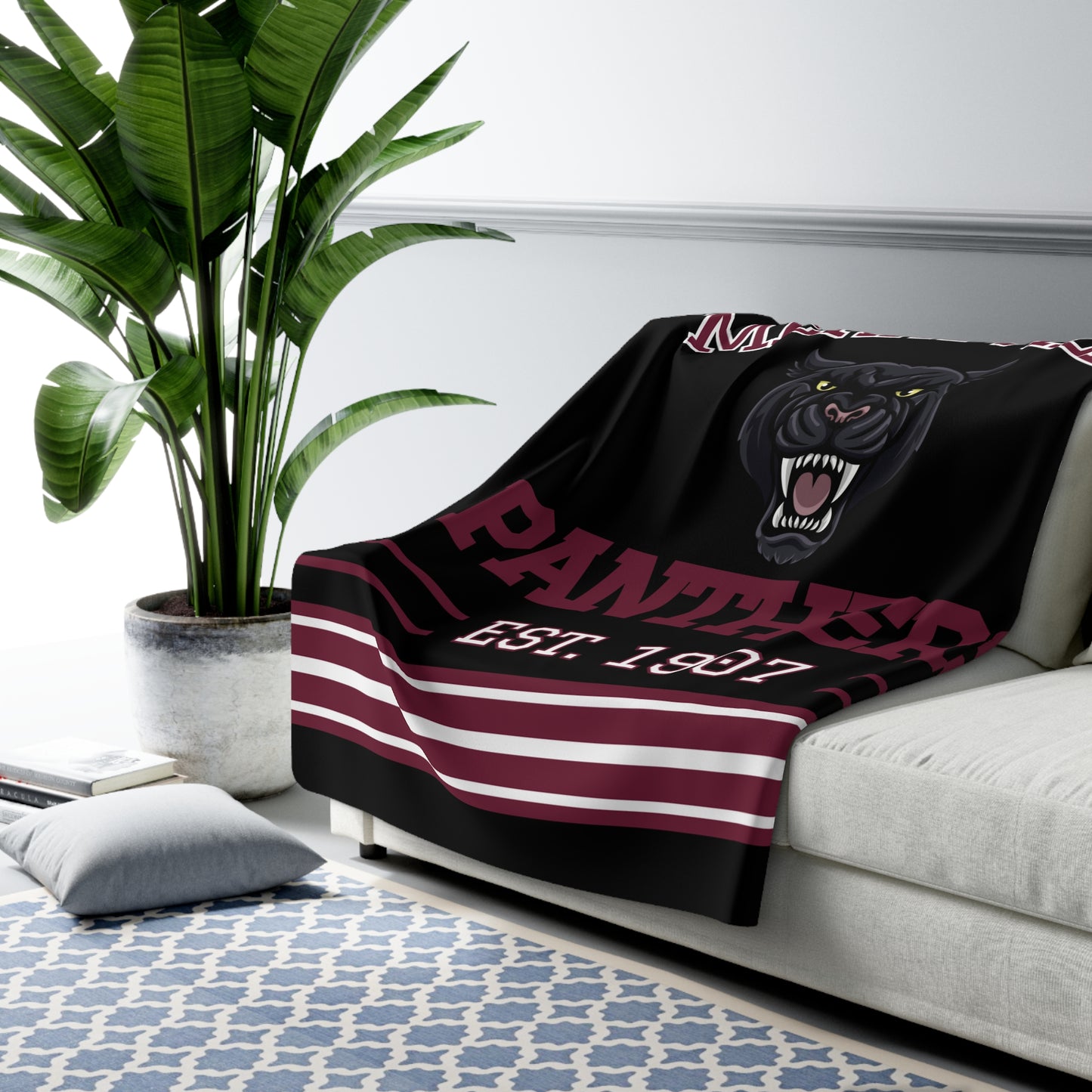 Retro Stripe Pride Sherpa Fleece Throw - Merryville Panthers Edition