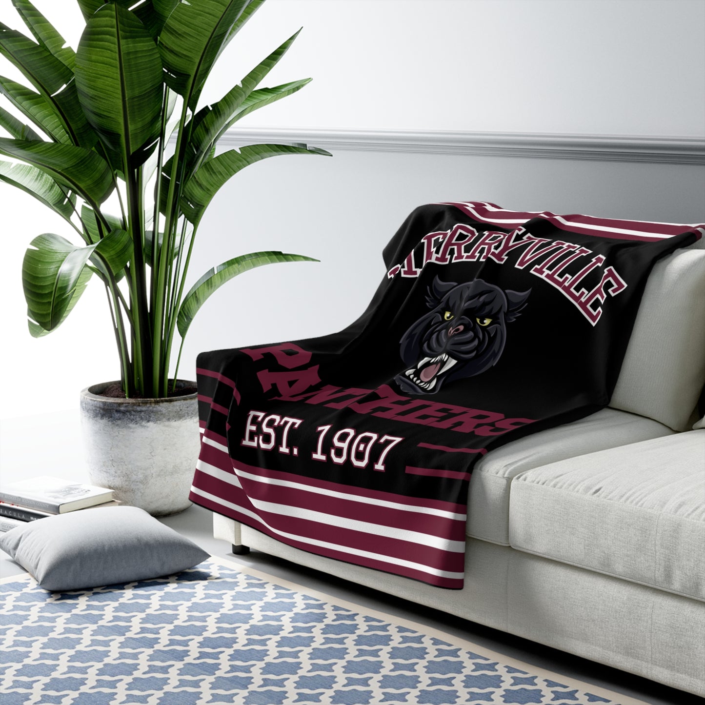 Retro Stripe Pride Sherpa Fleece Throw - Merryville Panthers Edition