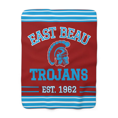 Vintage Varsity Stripe Sherpa Fleece Throw - East Beau Trojans Edition