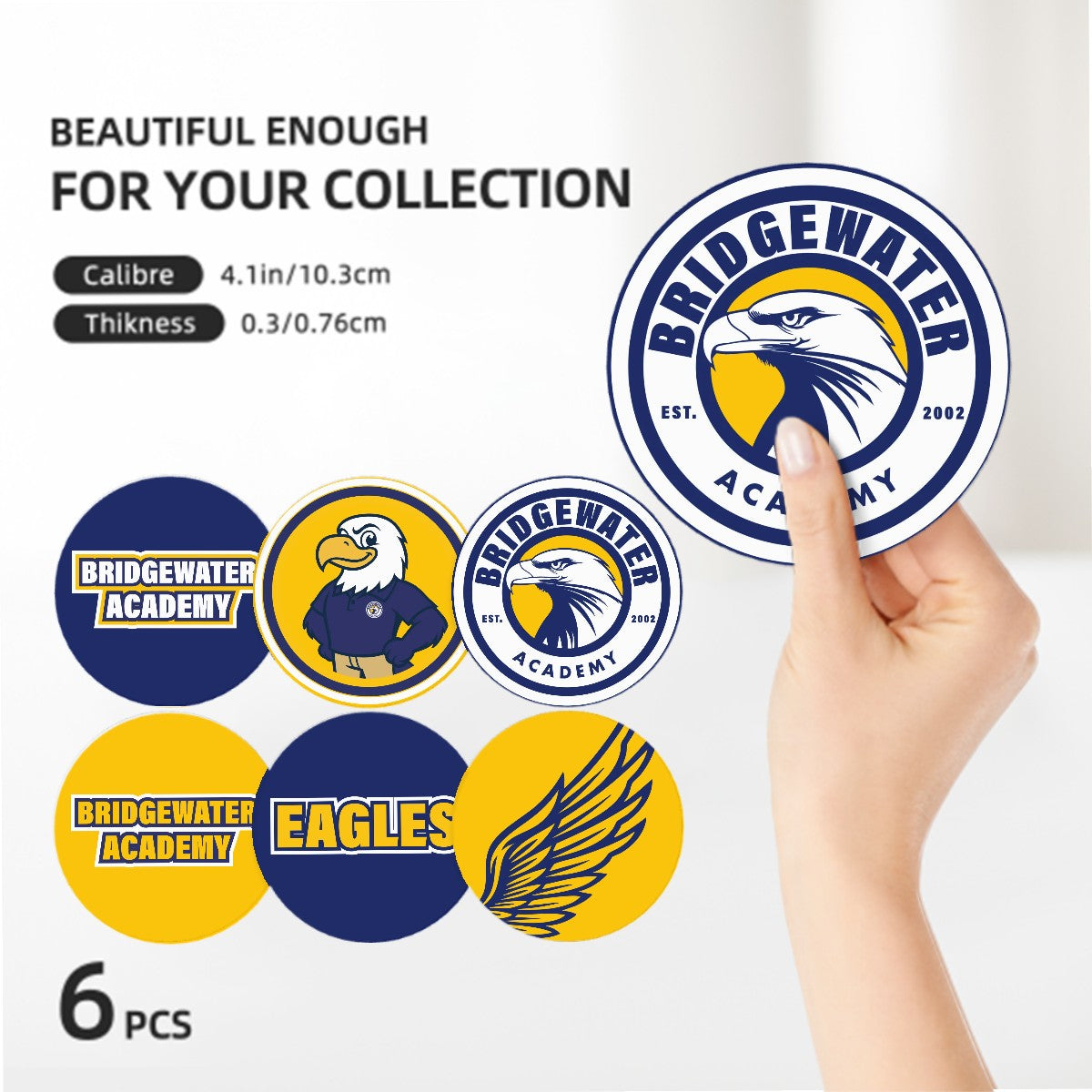 Round Bridgewater Academy Ceramic Coasters Set of 6 - Eagles Nest