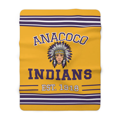 Retro Sock Stripe Sherpa Fleece Throw - Anacoco Indians Edition