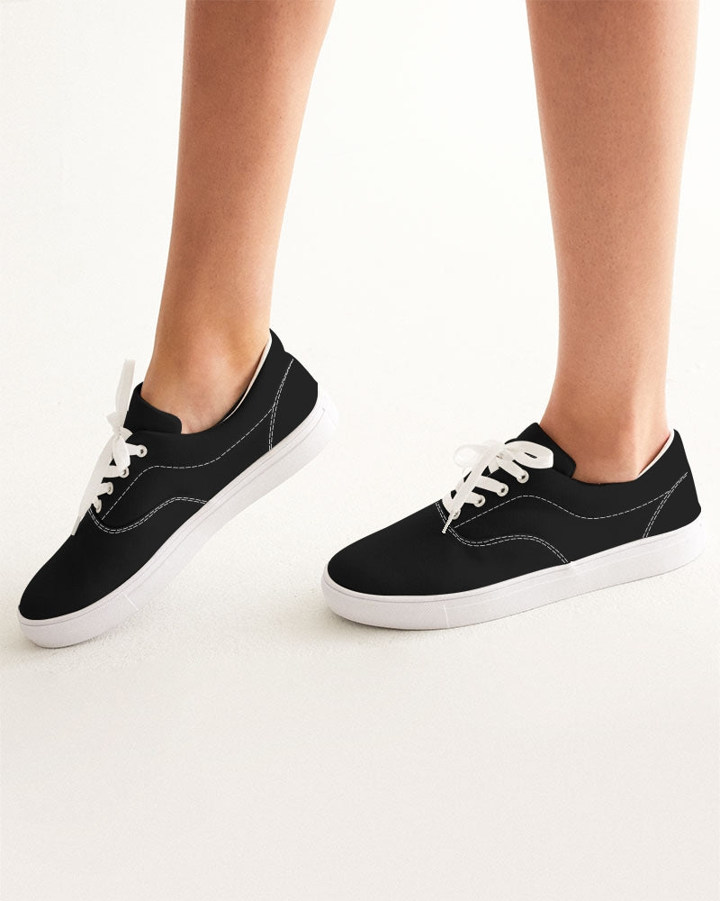 Solid Color Lace Up Canvas Shoe