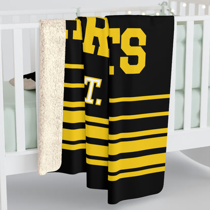 Retro Buzz Stripe Sherpa Fleece Throw - Hornbeck Hornets Edition