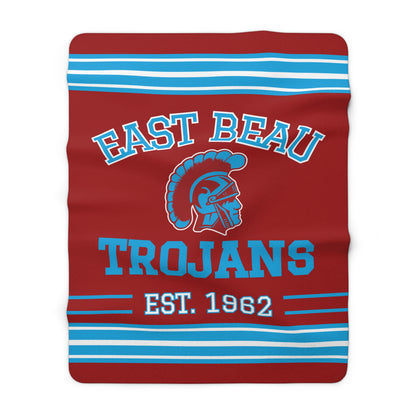 Vintage Varsity Stripe Sherpa Fleece Throw - East Beau Trojans Edition