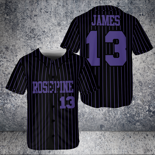 Custom Rosepine Softball Fan Black Pin-Stripe Jersey