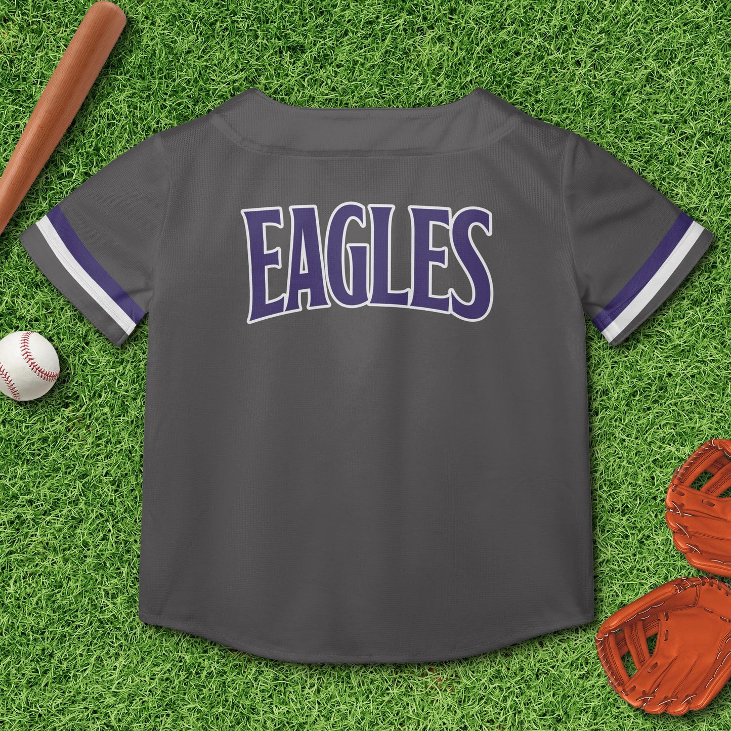 Rosepine Eagles Superfan Baseball Jersey - Kid's Grey Edition