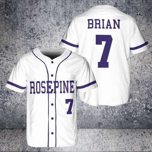 Custom Rosepine Softball White Varsity Button-Up Jersey