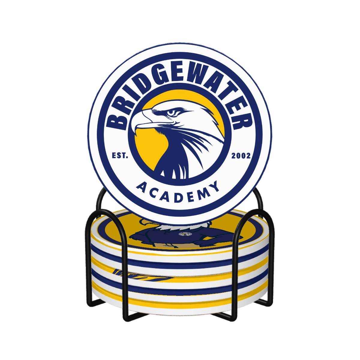 Round Bridgewater Academy Ceramic Coasters Set of 6 - Eagles Nest