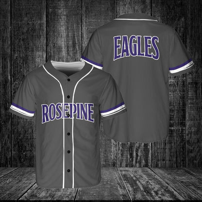 Rosepine Eagles Superfan Baseball Jersey - Mens Grey Edition