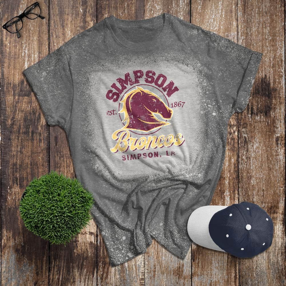 Simpson Broncos Vintage Bleached Adult Tee