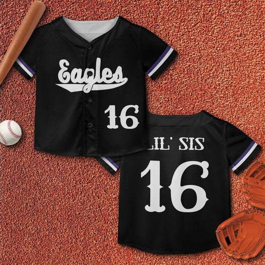 Custom Rosepine Youth Fan Black Baseball Jersey