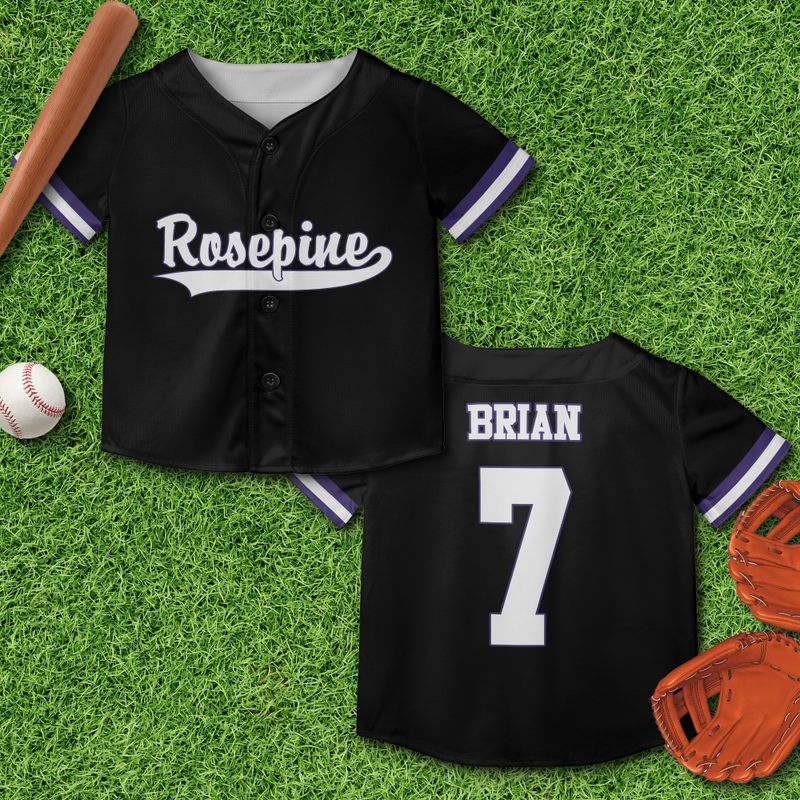 Custom Rosepine Youth Fan Black Varsity Softball Jersey