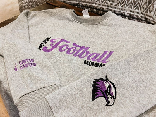 Rosepine Football Momma Embroidered Lightweight Sweatshirt